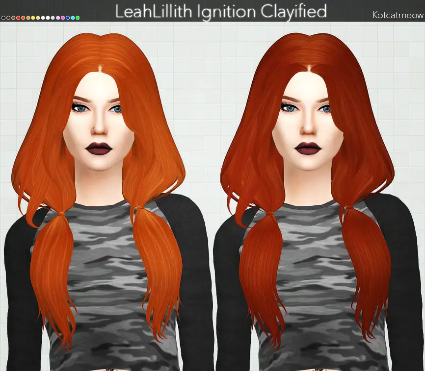 Kot Cat Leahlillith`s Ignition Hair Clayified Sims 4 Hairs