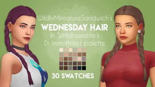 Stargirl Sims: Wednesday Hair Recolor for Sims 4