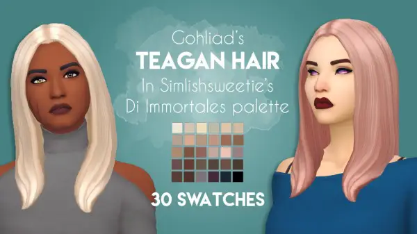 Stargirl Sims: Gohliad’s Teagan Hair Recolor for Sims 4