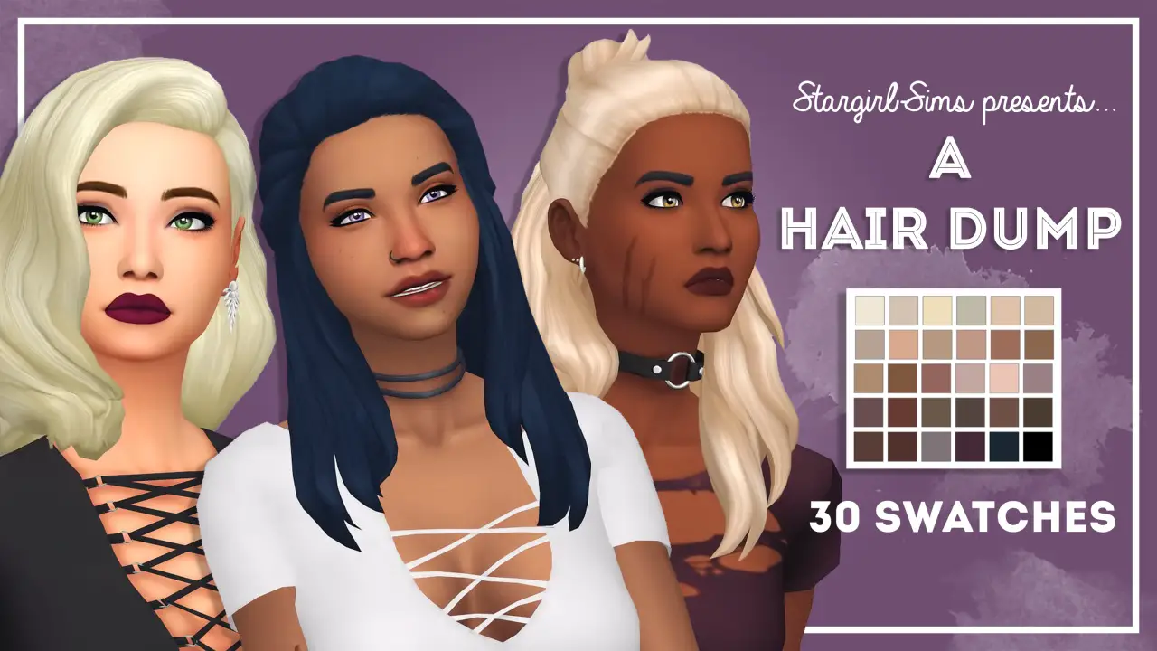 Stargirl Sims: 1000+ Folllowers Gift - Part 1 ~ Sims 4 Hairs