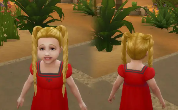 Mystufforigin: Long Braids for Toddlers for Sims 4