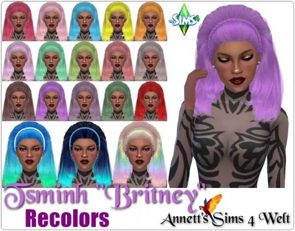 Annett`s Sims 4 Welt: Tsminh`s Britney hair recolored for Sims 4