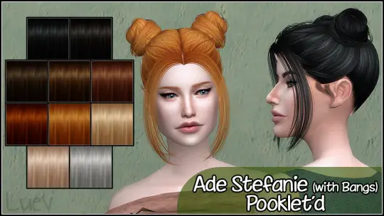 Mertiuza: Ade’s Stefanie no bangs hair retextured for Sims 4