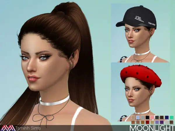 The Sims Resource: Moonlight Hair 27 by T Siminh for Sims 4