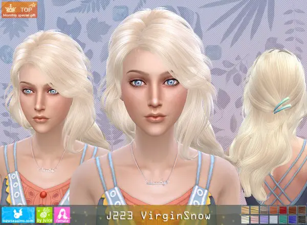 NewSea: J223 Virgin snow hair for Sims 4