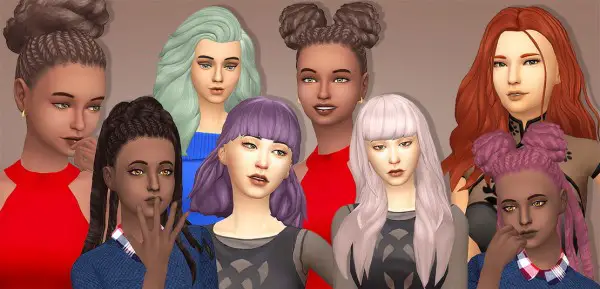 Miss Bunny Gummy: Chocolatemuffintop recolor dump   8 hairs recolored in 76 colors for Sims 4