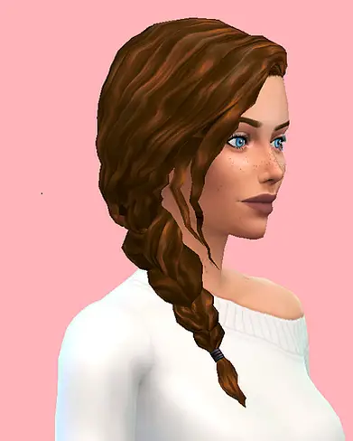 Choco Sims: Curly side braid for Sims 4