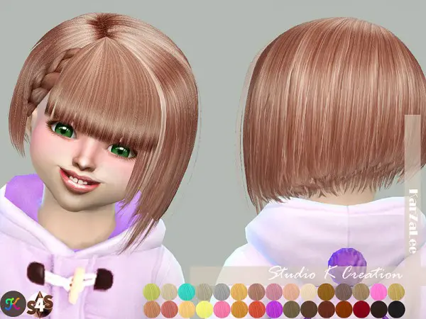 Studio K Creation: Animate hair 68   Chika toddler version for Sims 4