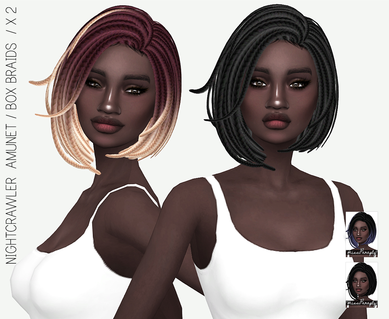 Sims 4 Hairs Miss Paraply: Nightcrawler`s Amunet in bob braid hair.