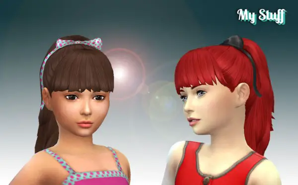 Mystufforigin: High Ponytail with Bangs for Girls for Sims 4