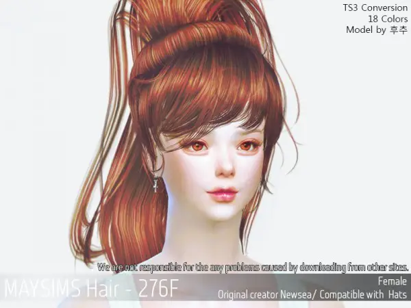 MAY Sims: MAY 276F hair retextured for Sims 4