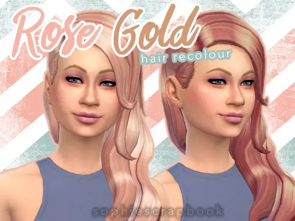 The Sims Resource: Rose Gold Hair Recoloured by sophiescrapbook for Sims 4