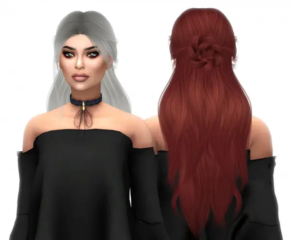 Kenzar Sims: LeahLillith`s Renaissance hair retextured for Sims 4