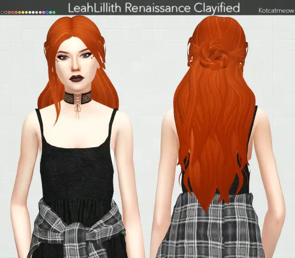 Kot Cat: LeahLillith`s Renaissance Hair Clayified for Sims 4