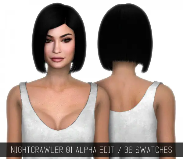 Simpliciaty: Nightcrawler 01 Alha edit hair for Sims 4