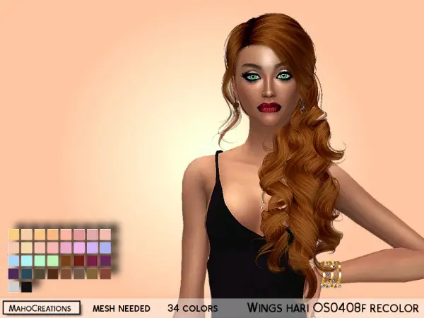 The Sims Resource: Wings Hair OS0408F Recolored by MahoCreations for Sims 4