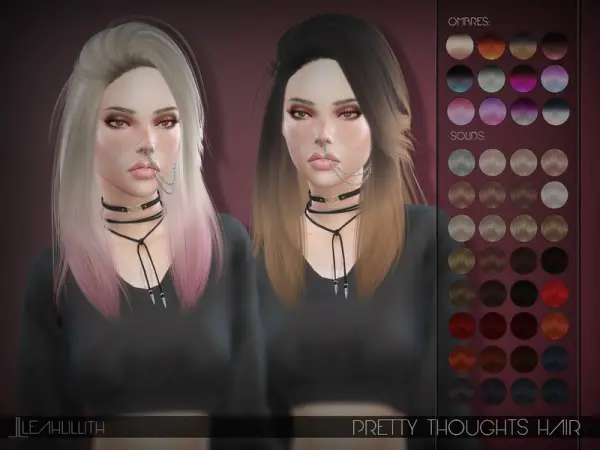 The Sims Resource: Pretty Thoughts Hair by LeahLillith for Sims 4