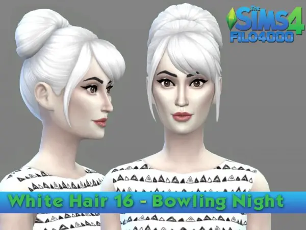 The Sims Resource: White Hair Recolor 16 by filo4000 for Sims 4