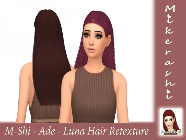 The Sims Resource: Ade`s Luna hair retextured by mikerashi for Sims 4