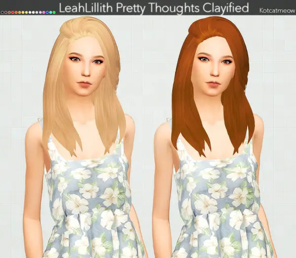 Kot Cat: LeahLillith`s Pretty Thoughts Hair Clayified for Sims 4