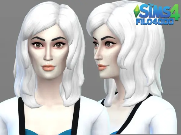 The Sims Resource: White Hair Recolor 17 by filo4000 for Sims 4