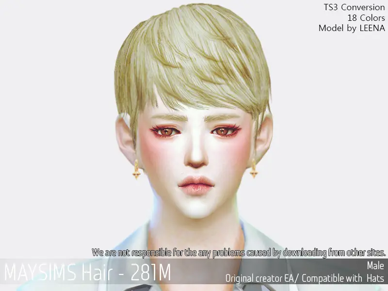 MAY Sims: May Hair 281M hair retextured - Sims 4 Hairs