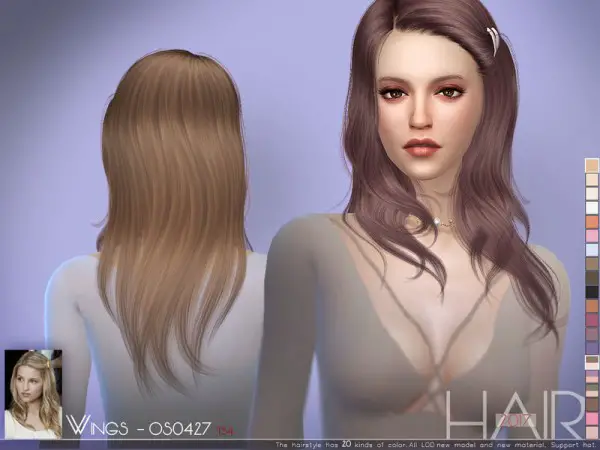 The Sims Resource: WINGS OS0427 hair for Sims 4