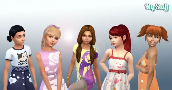 Mystufforigin: Girls Tied Hairs Pack 5 for Sims 4