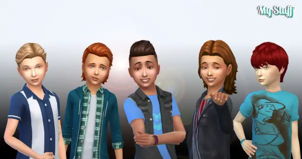 Mystufforigin: Boys Hair Pack 5 retextured for Sims 4