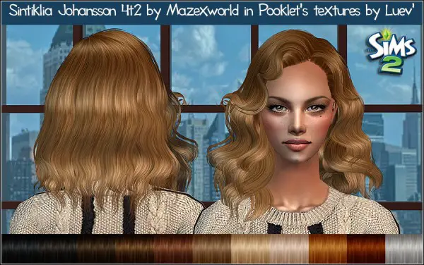 Mertiuza: Sintiklia`s Johansson Mazexworld hair retextured for Sims 4