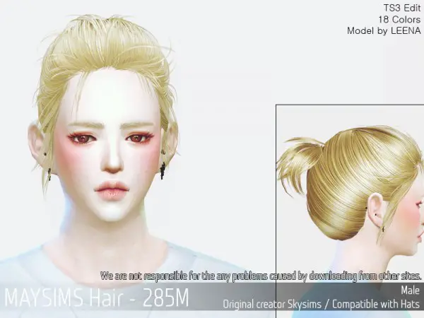 MAY Sims: May Hair 285M hair retextured for Sims 4