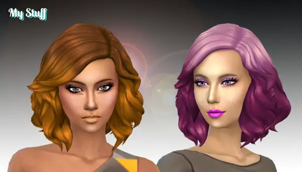 Mystufforigin: Medium Soft Wavy Ombre hair recolored for Sims 4