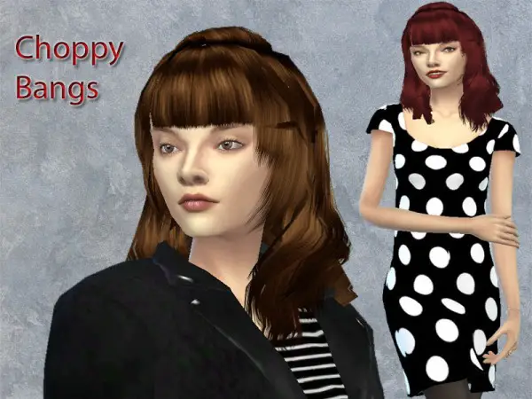 The Sims Resource: Choppy bangs hair by neissy for Sims 4