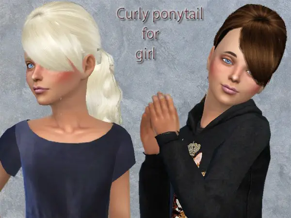 The Sims Resource: Curly ponytail for girl for Sims 4
