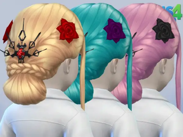 The Sims Resource: Side Flowers hair retextured by filo4000 for Sims 4