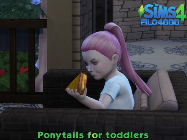 The Sims Resource: Toddler Hair 04 Ponytail retextured by filo4000 for Sims 4