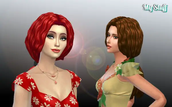 Mystufforigin: Waves Ponytail hair retextured for Sims 4