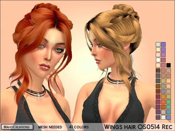 The Sims Resource: Wings OS0514 hair retextured for Sims 4