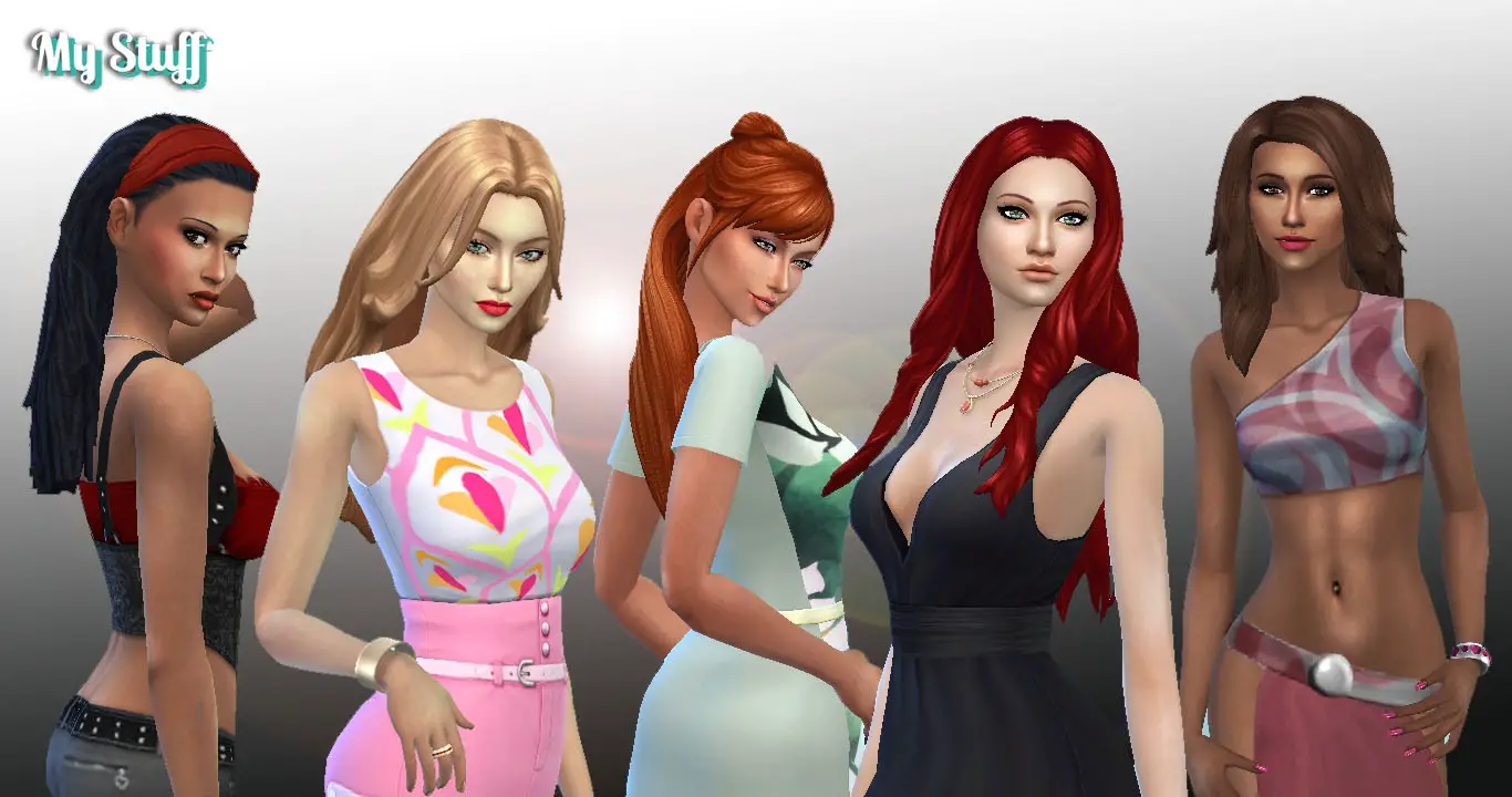 Mystufforigin: Female Long Hair Pack 9 - Sims 4 Hairs