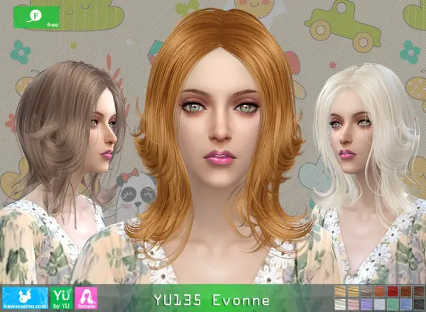 NewSea: Yu 135 Evonne hair for Sims 4