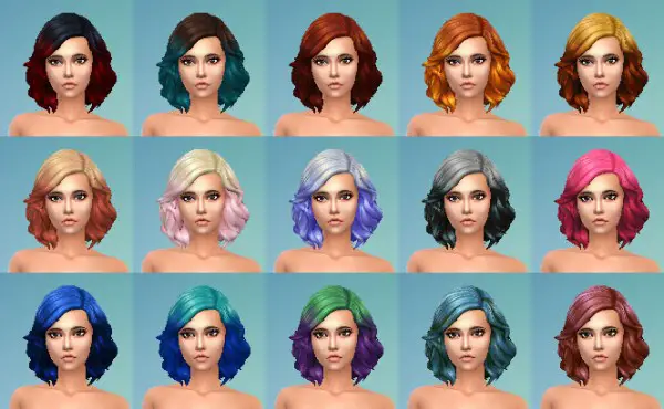 Mystufforigin: Medium Soft Wavy Ombre hair recolored for Sims 4