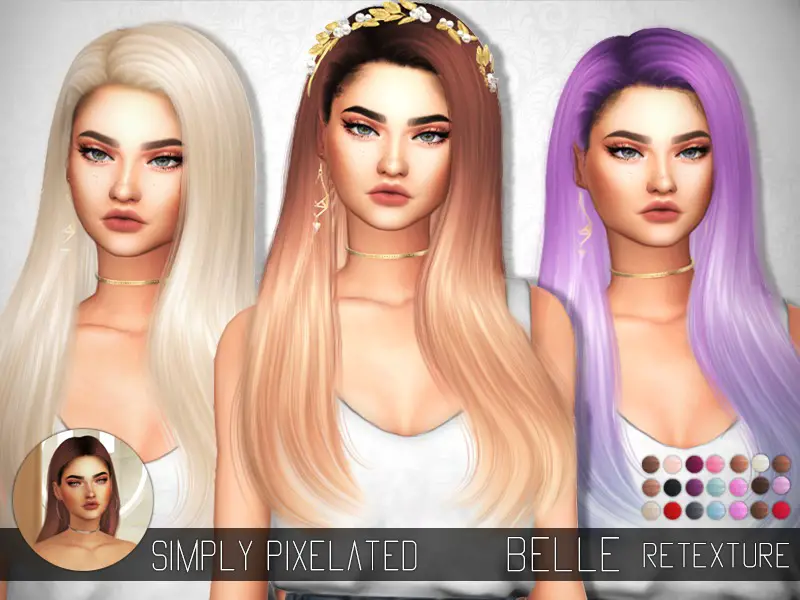 The Sims Resource: S-Club`s Belle hair retextured by SimplyPixelated