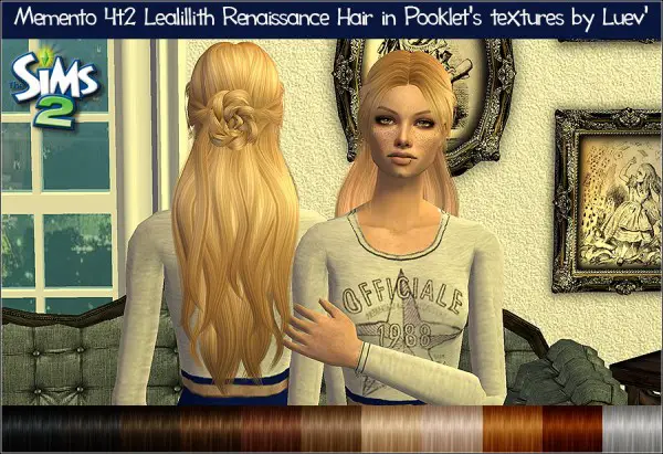 Mertiuza: LeahLillith`s Renaissance hair retextured for Sims 4