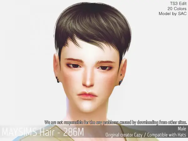 MAY Sims: May Hair 286M hair retextured for Sims 4