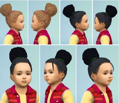 Birksches sims blog: Toddler`s City Dreads Bun for Sims 4