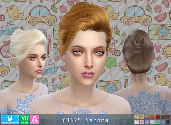 NewSea: YU175 Sandra hair for Sims 4