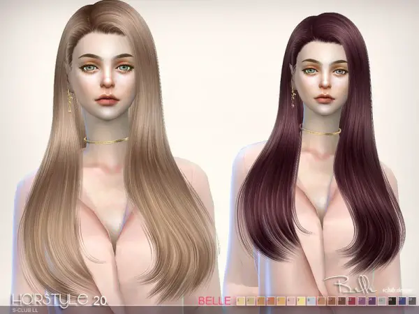 The Sims Resource: Belle hair n20 by S Club for Sims 4