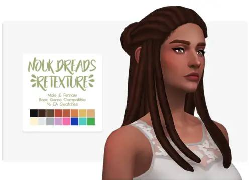 Nolan Sims: Nouk Dreads hair retextured for Sims 4