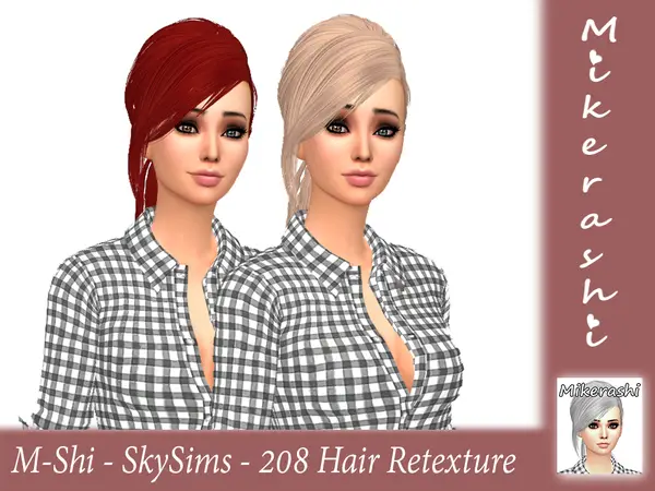 The Sims Resource: SkySims 208 Hair Retextured by mikerashi for Sims 4
