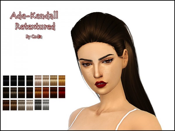 The Sims Resource: Ade`s Kendall hair retextured by Codia for Sims 4